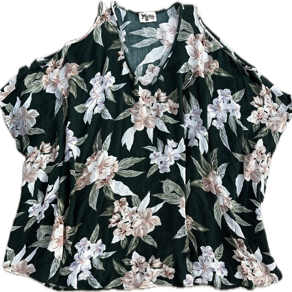 Show me your Mumu Blouse S Cold Shoulder Tank  Floral Forest Green X-small XS